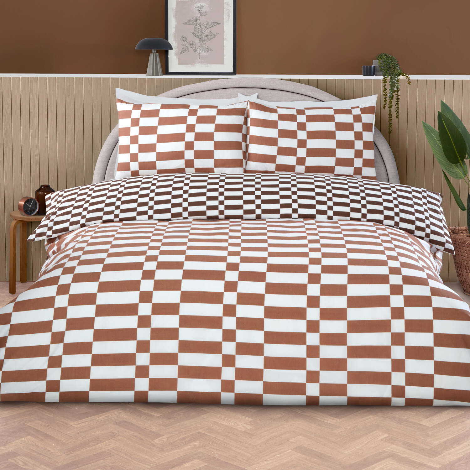 Berlin Check Duvet Set Rust Double Image 1