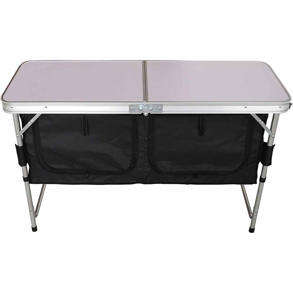 Charles Bentley Camping Table with Under Cupboard Storage Black Image 1