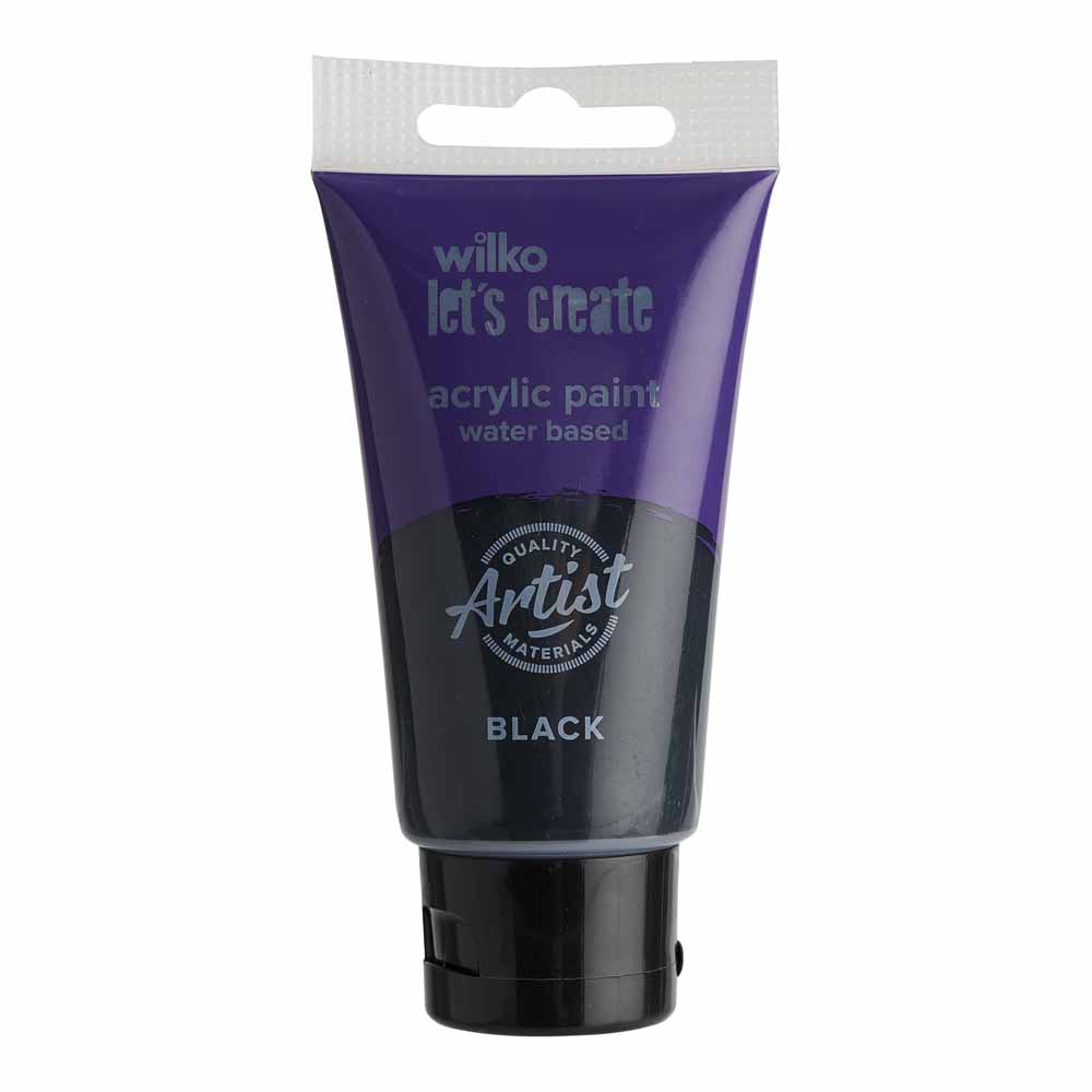 Wilko Black Acrylic Paint 75ml Wilko