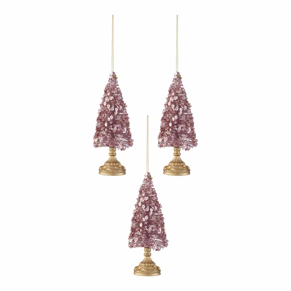 Wilko Cocktail Kisses Glitter Hanging Tree Christmas Baubles 3 Pack Image 2
