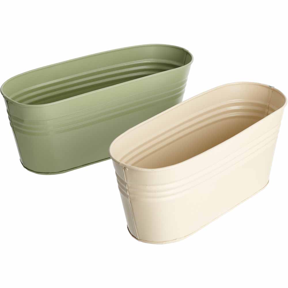 Single Wilko Metal Tin Trough Planter in Assorted Colours Image 1