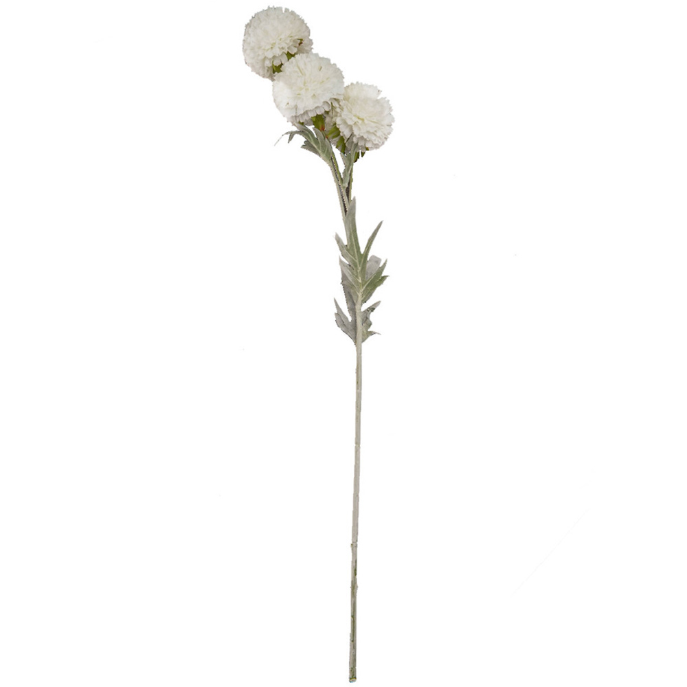 Plastic White Pom Pom Single Stem Artificial Flower Image