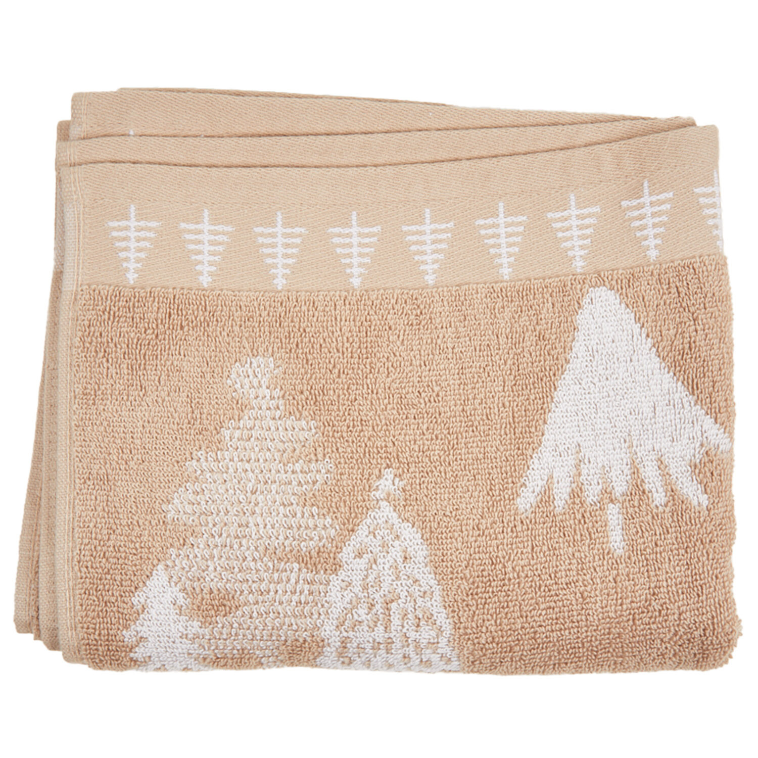 Christmas Tree Cotton Hand Towel - Beige Image 1