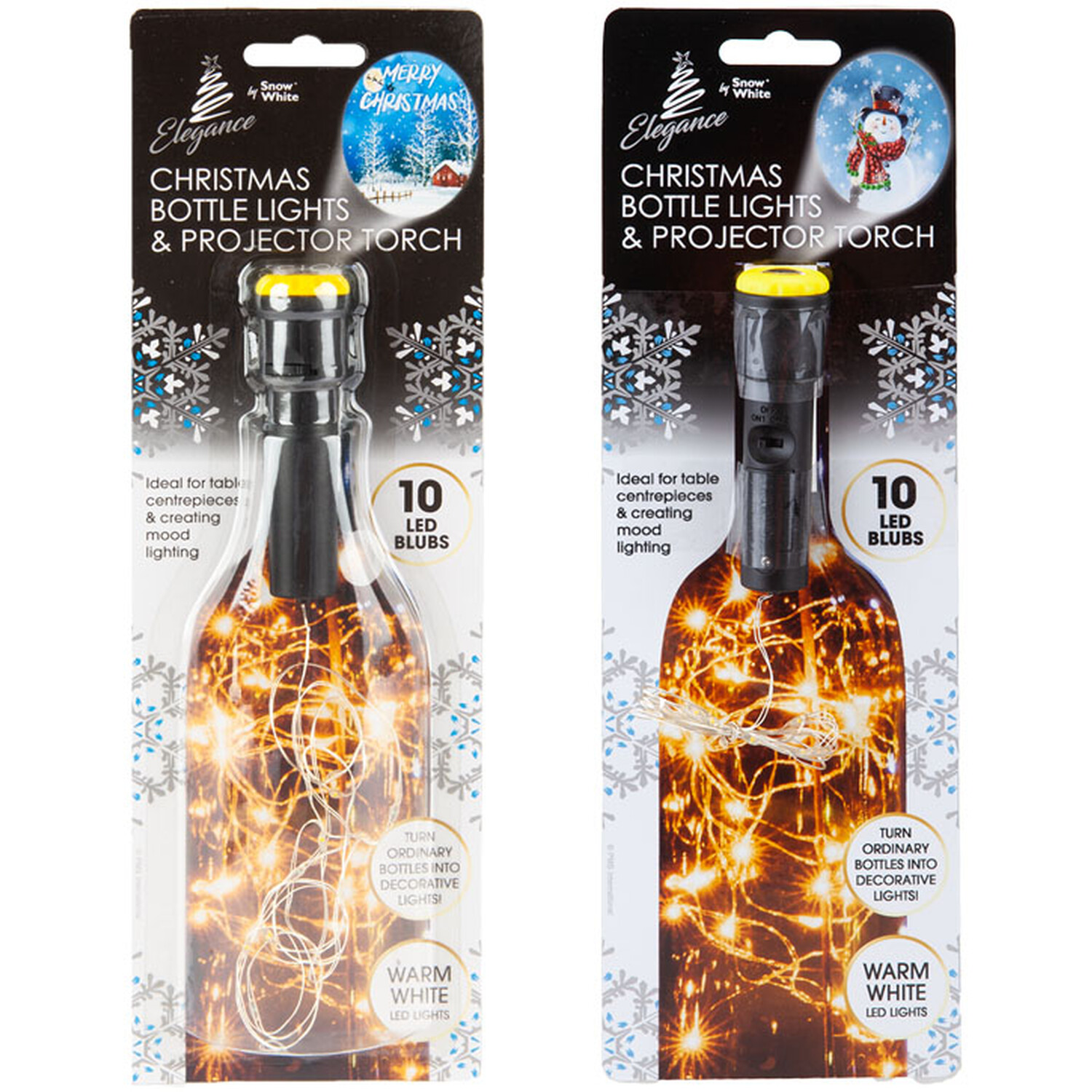 Single Black Christmas Bottle Lights and Projector Torch in Assorted Style Image