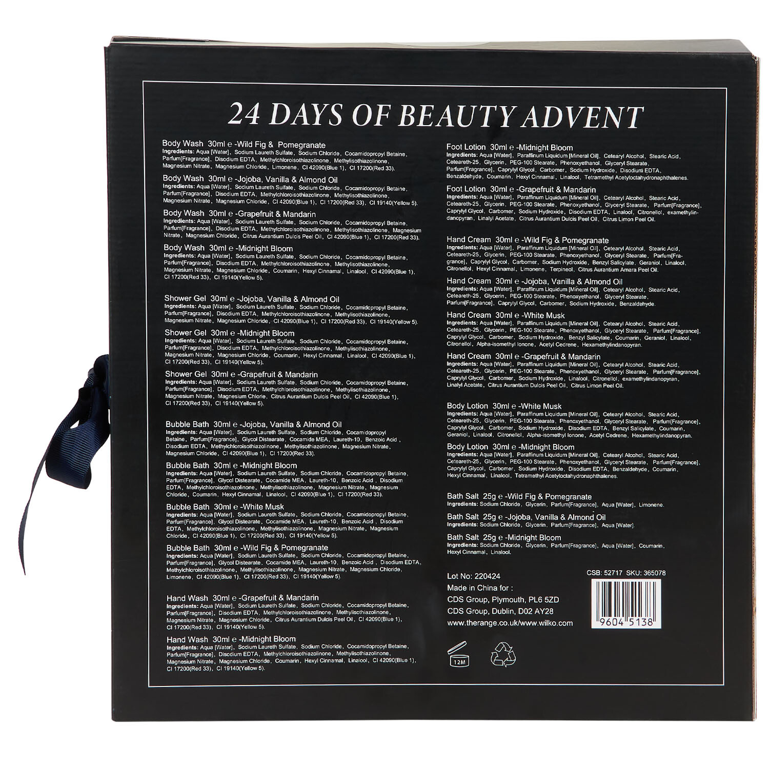 24 Days of Beauty Advent Calendar Black Wilko 24 Days of Beauty Advent Calendar Black Wilko