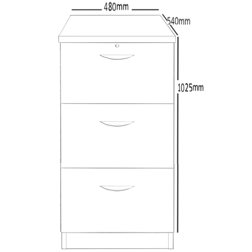 R White Cabinets 3 Drawer White Filing Cabinet Image 5