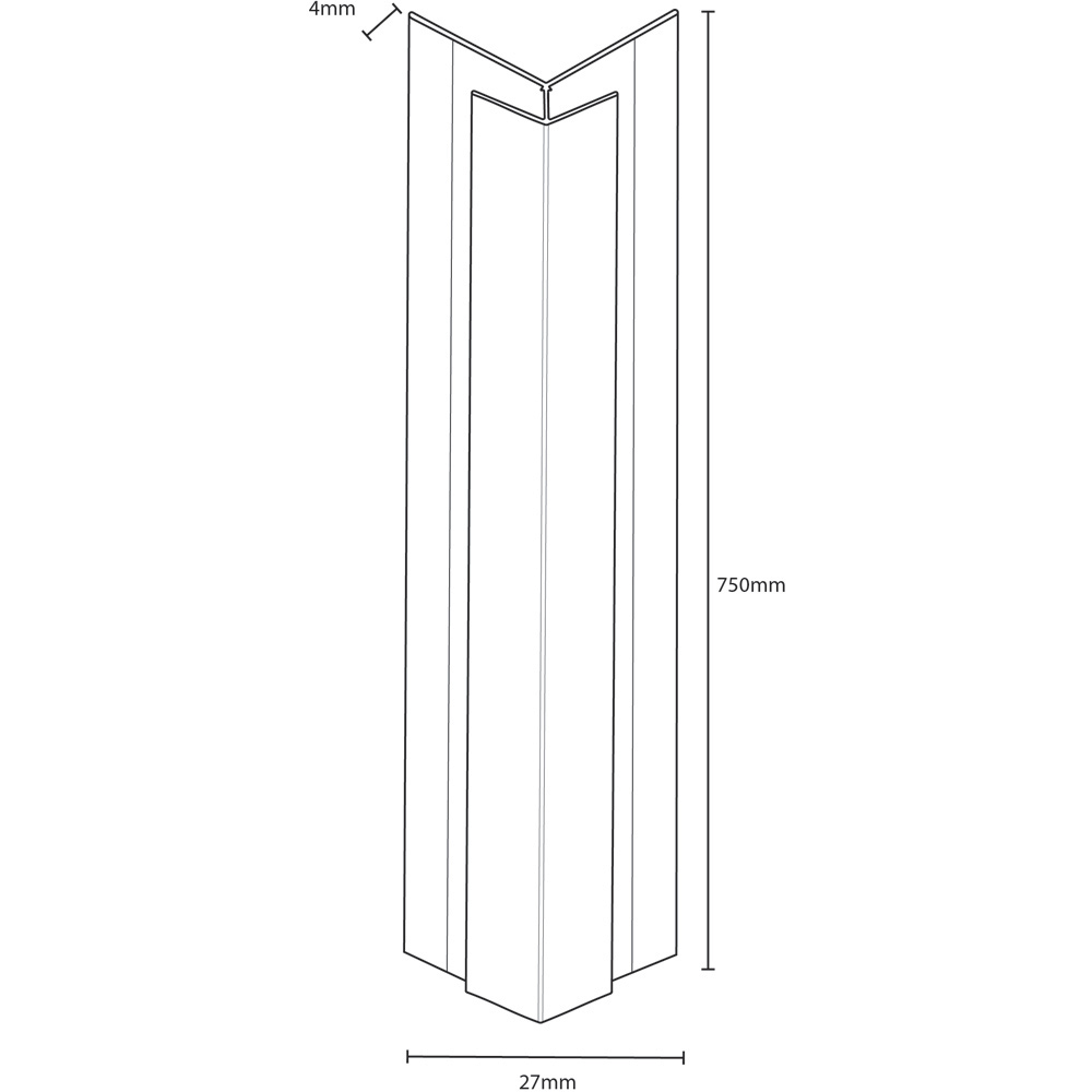Wetwall Alloy Matt Silver External Corner 750mm Image 3
