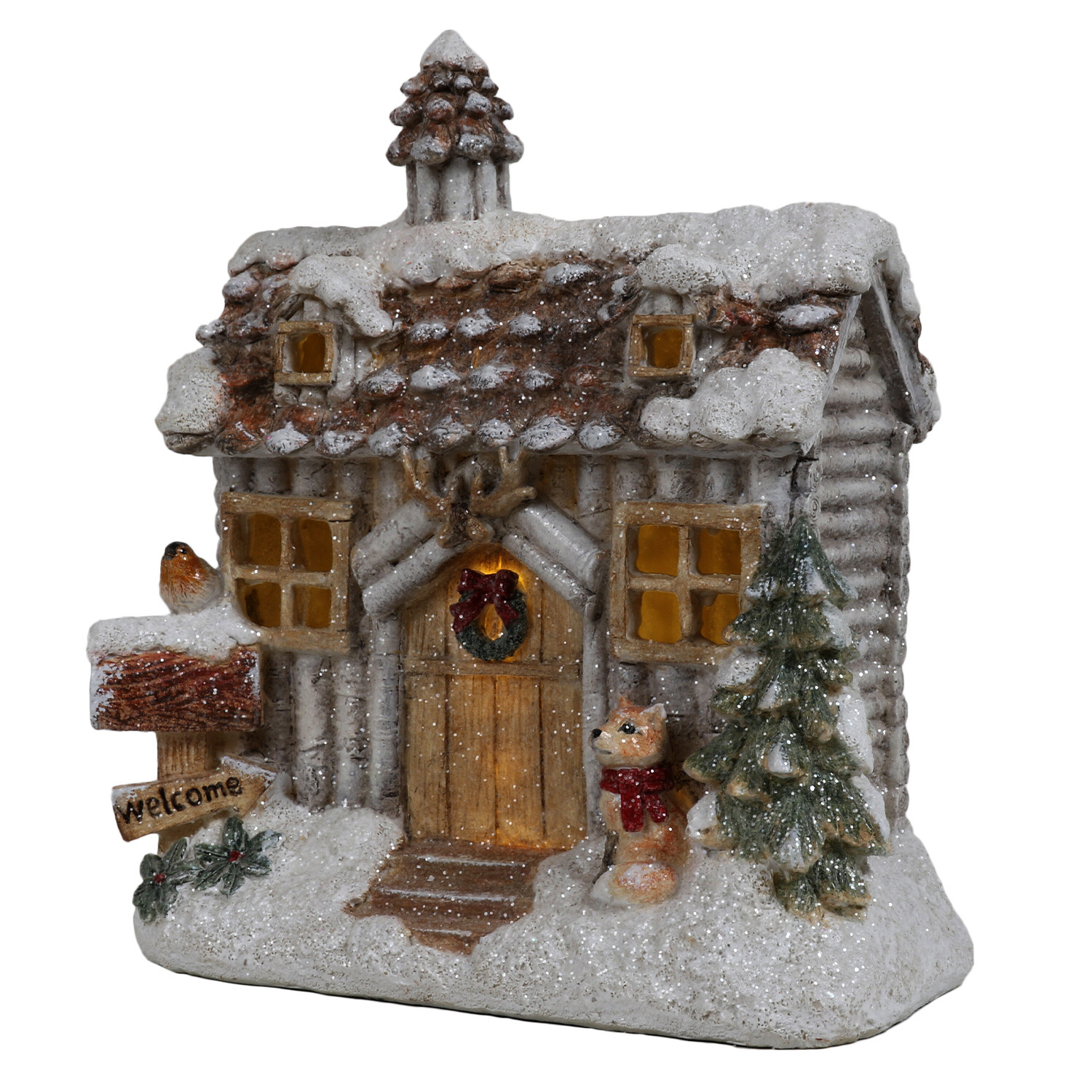 LED Christmas Winter House - Brown Image 3