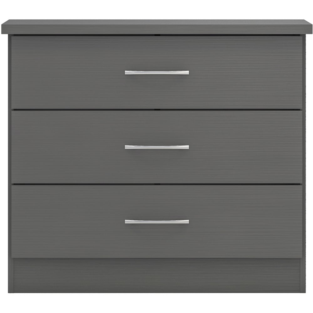 Seconique Nevada 3 Drawer 3D Effect Grey Chest of Drawers Image 2