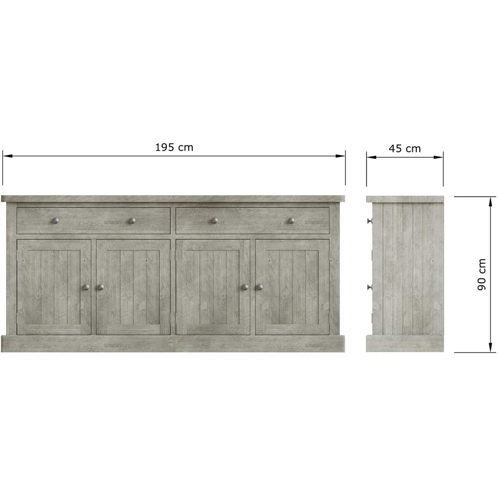 FWStyle Bowood 4 Door 2 Drawer Reclaimed Pine Sideboard Image 8