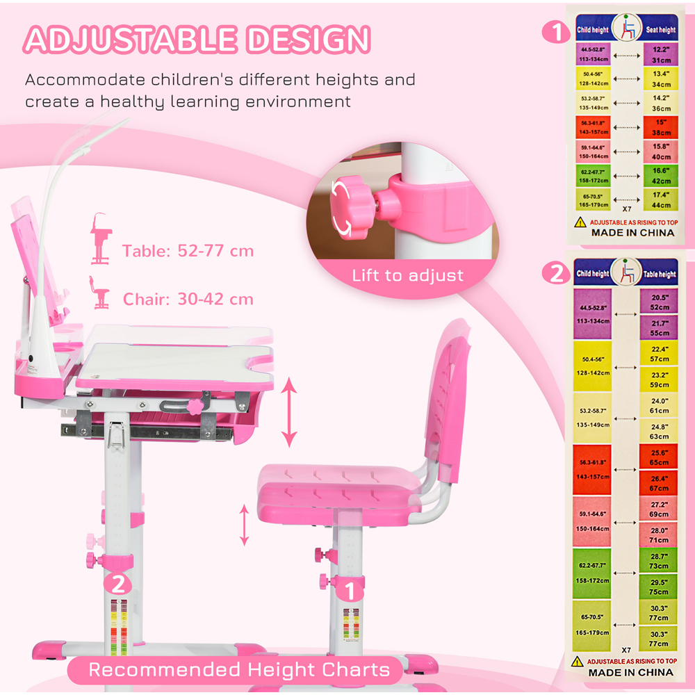 Playful Haven 2 Piece Kids Table and Chair Set Pink Image 4