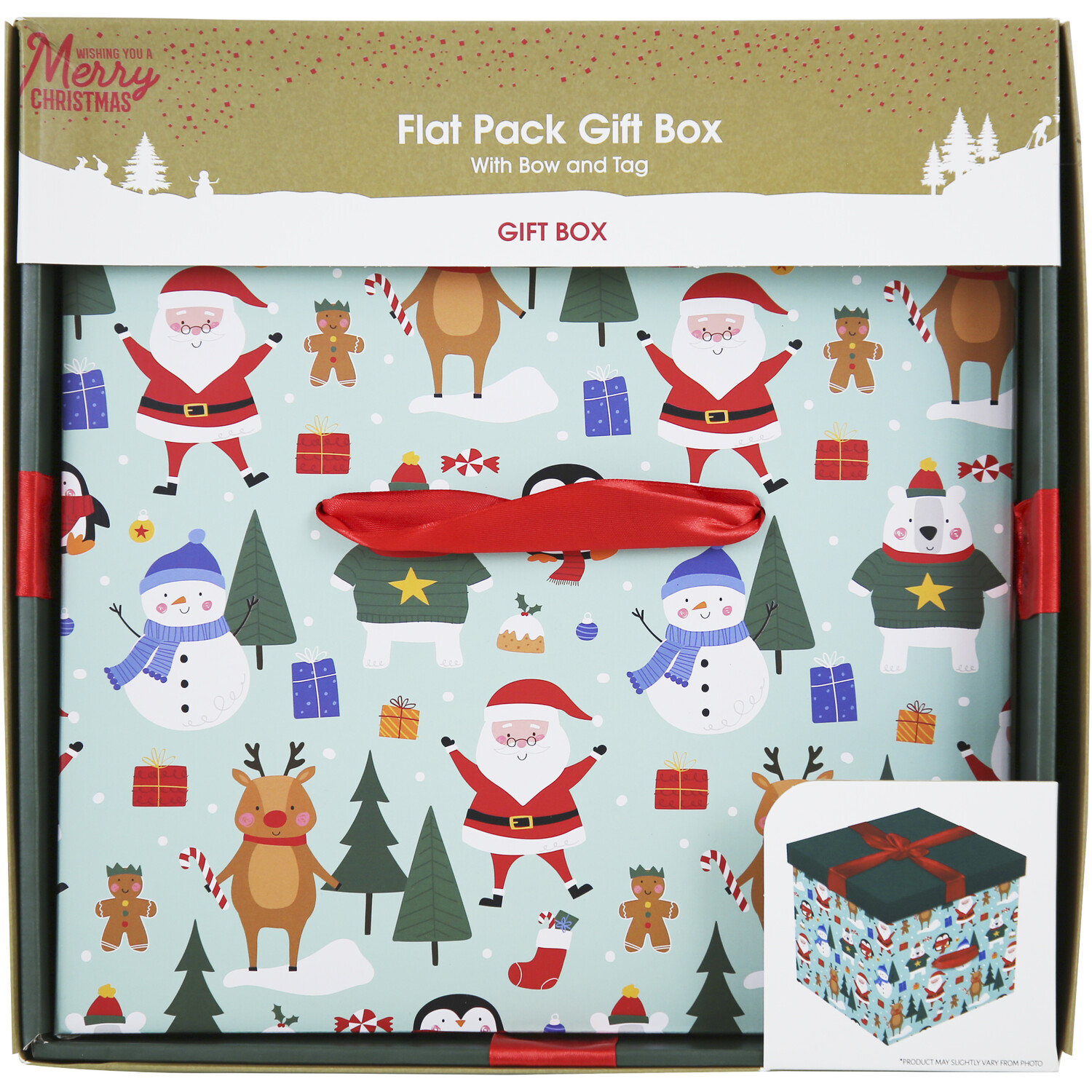 Festive Flat Pack Gift Box - Festive Characters Image 2