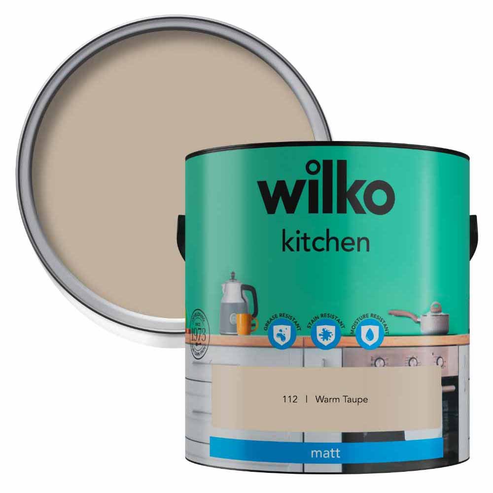 Wilko Kitchen Warm Taupe Matt Emulsion Paint 2.5L Image 1