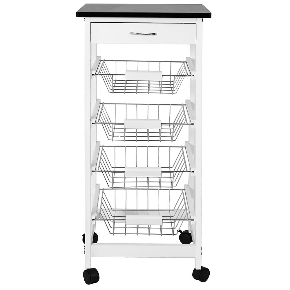 Chef Vida 4 Tier Wooden White Kitchen Trolley Image 3