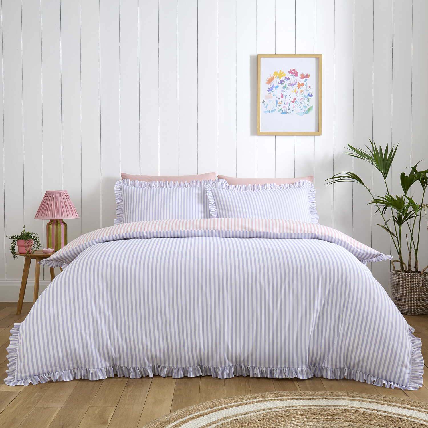 Felicity Frill Duvet Set Blush Double Image 2