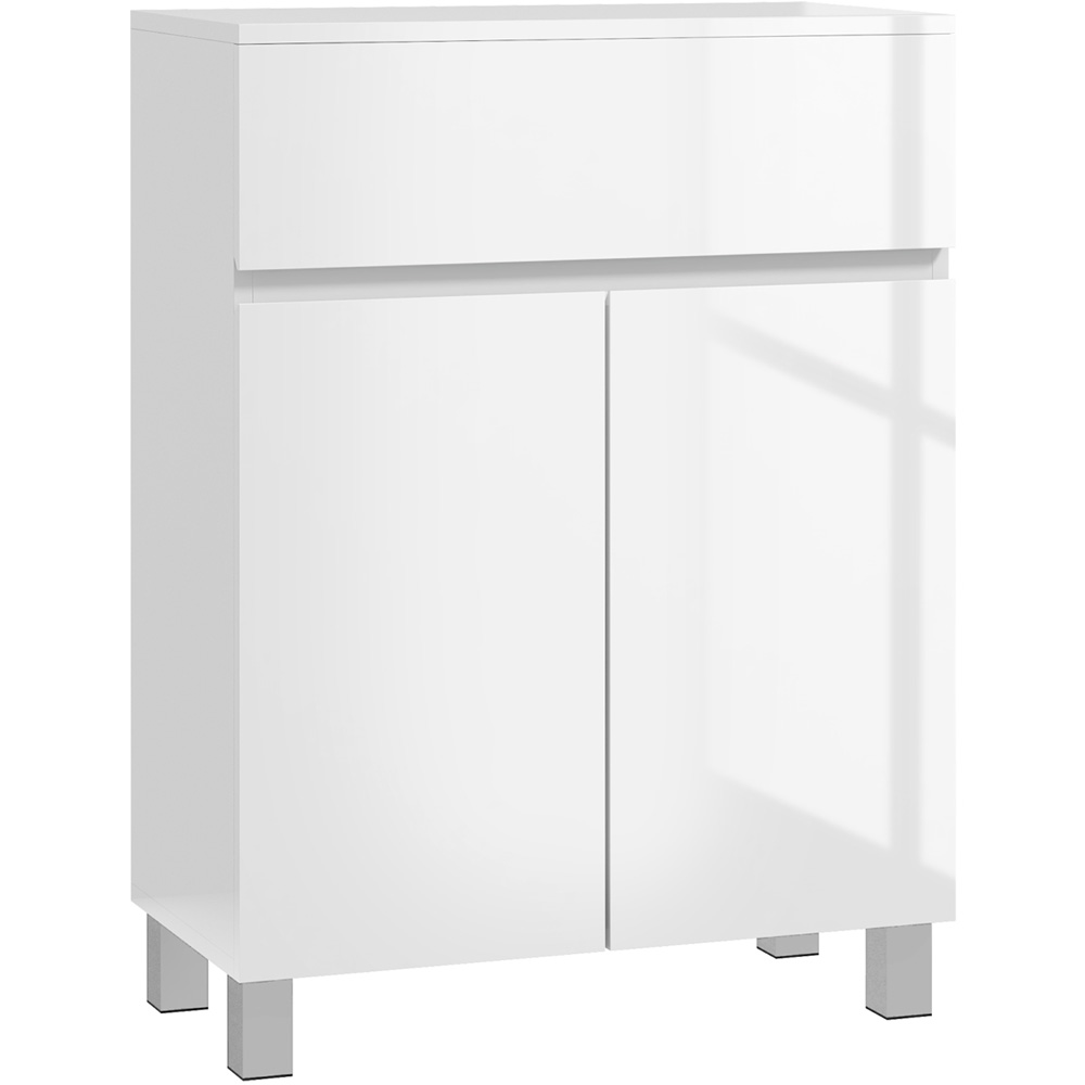 Portland 2 Door Single Drawer White Bathroom Cabinet Image 2