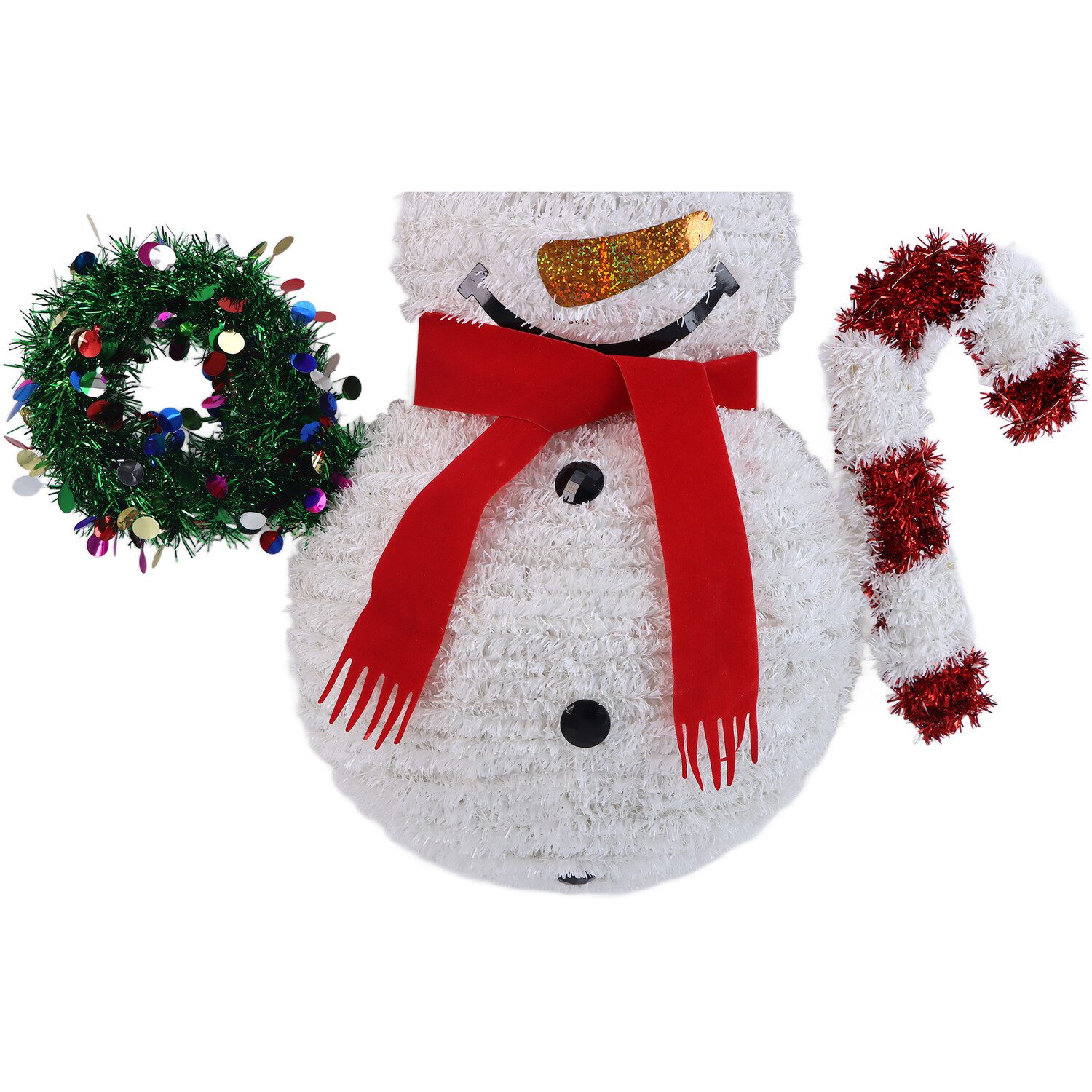 Christmas Tinsel Snowman Hanging Decoration with LED White Image 3