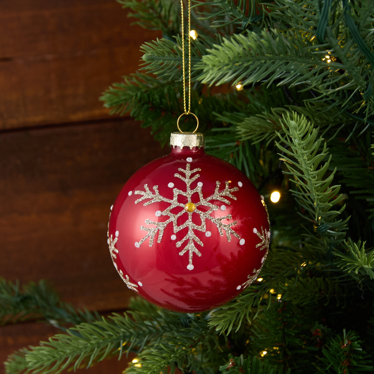 Ruby Red Glitter Design Bauble Image 5