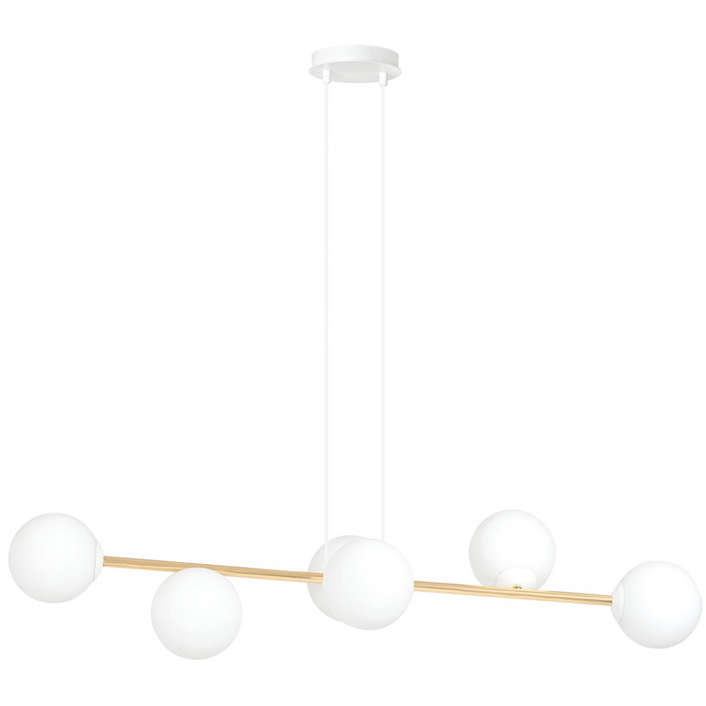 Emibig Gravity 6 Light White Shade White and Gold E14 Ceiling Pendant Light Image 1