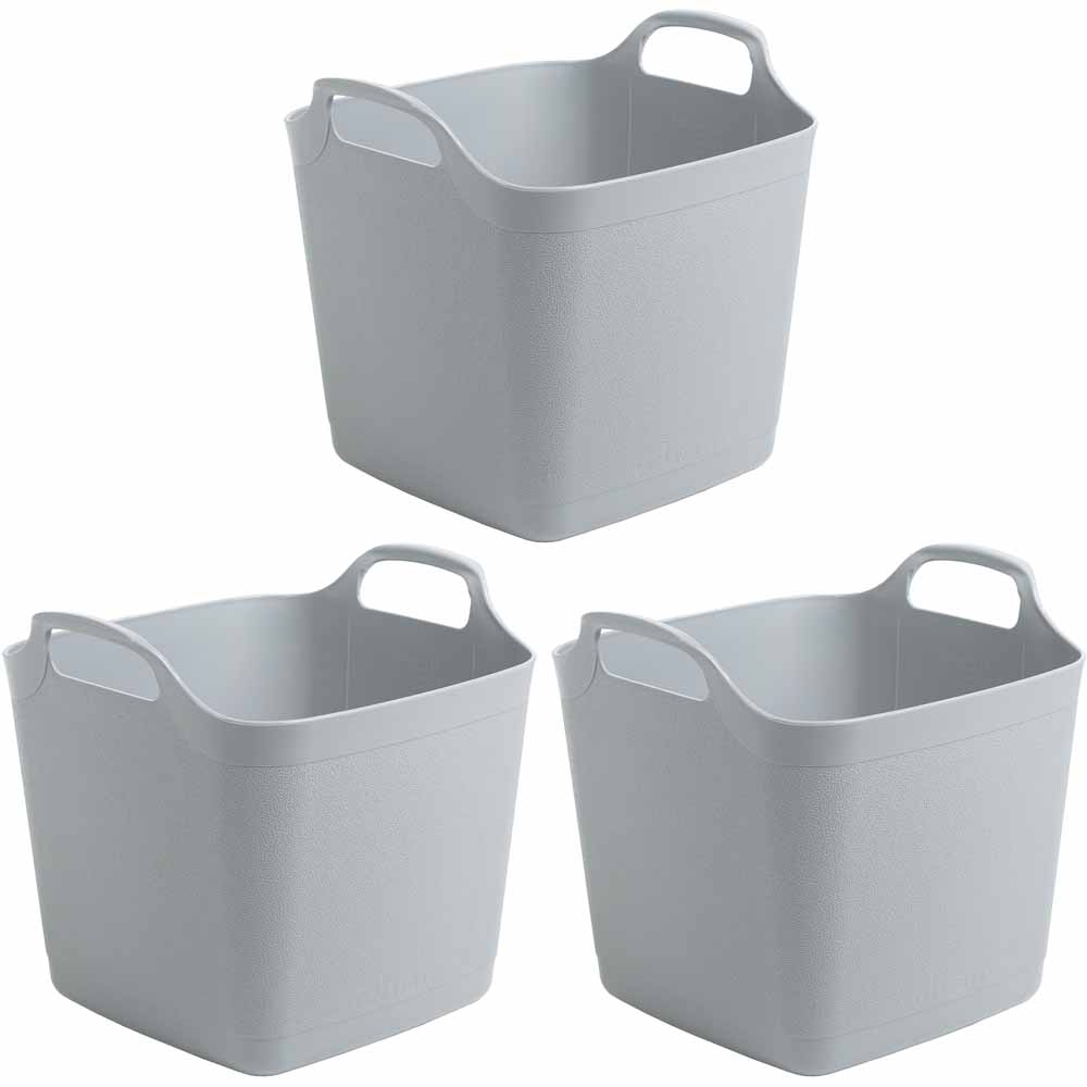 Wham Grey 15L Flexi-Store Square Tub Set of 3 Plastic  - wilko