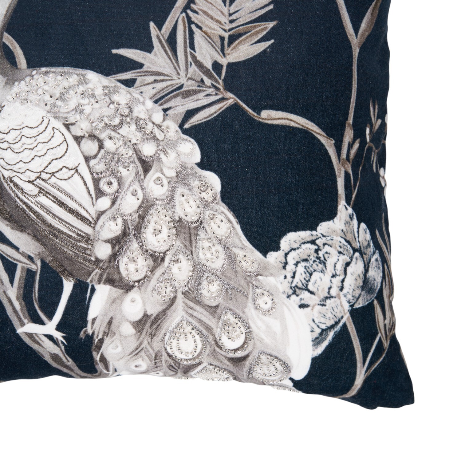 Majestic Peacock Cushion Navy Image 3