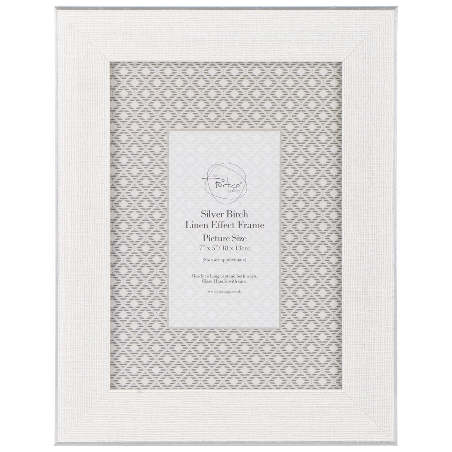 The Port Co. Gallery Silver Linen Effect Birch Photo Frame 7 x 5 inch Image