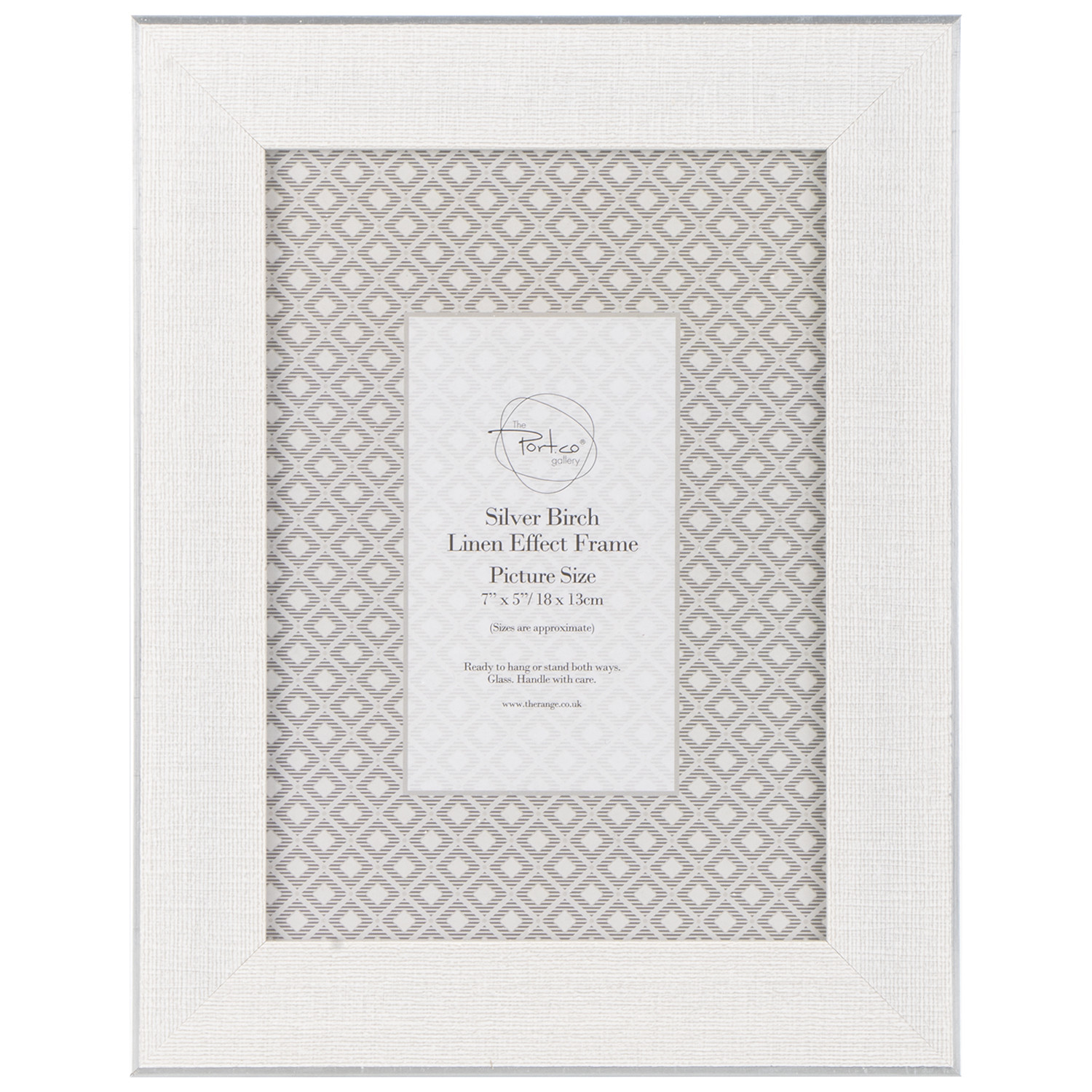 The Port Co. Gallery Silver Linen Effect Birch Photo Frame 7 x 5 inch Image 1