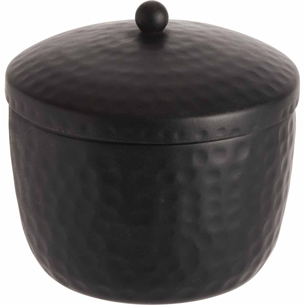 Wilko Black Hammered Candle Jar Image 1