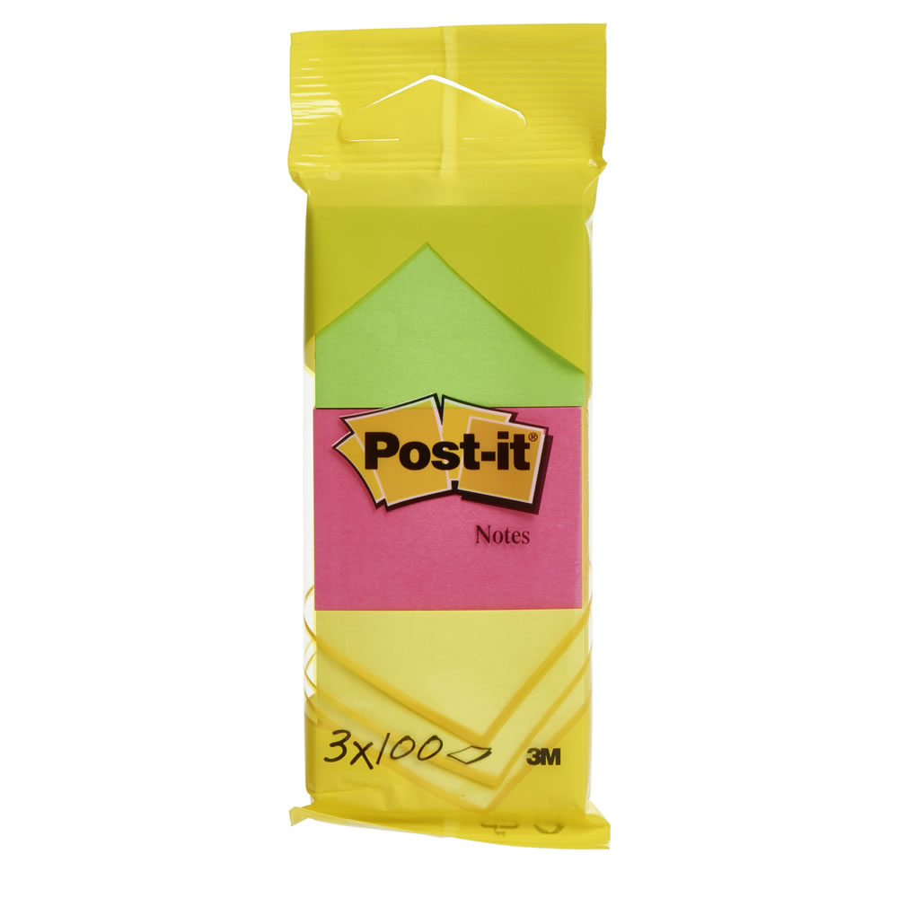 Post-It Colour Mini Pack 3 x 100 Sheet Pads Image