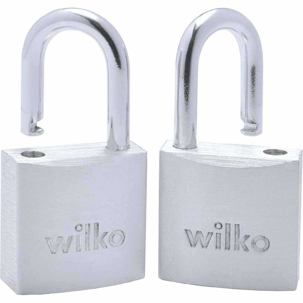 Wilko Long Shackle Aluminium Padlock 20mm 2 Pack Image 3