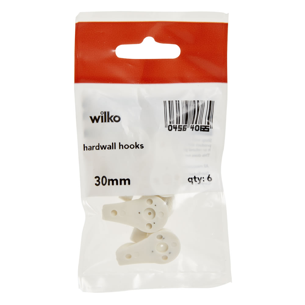 Wilko 30mm Hardwall Hooks 6 Pack Image