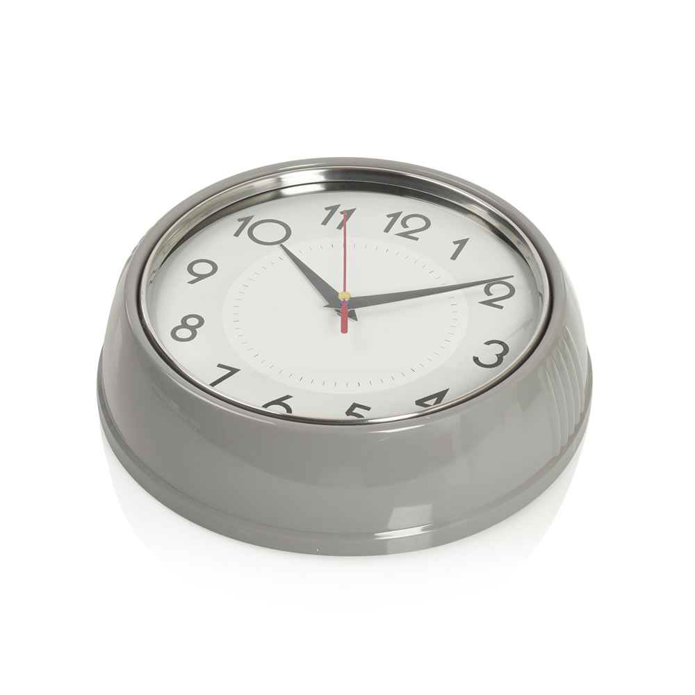 Wilko Retro Grey Wall Clock Image 2