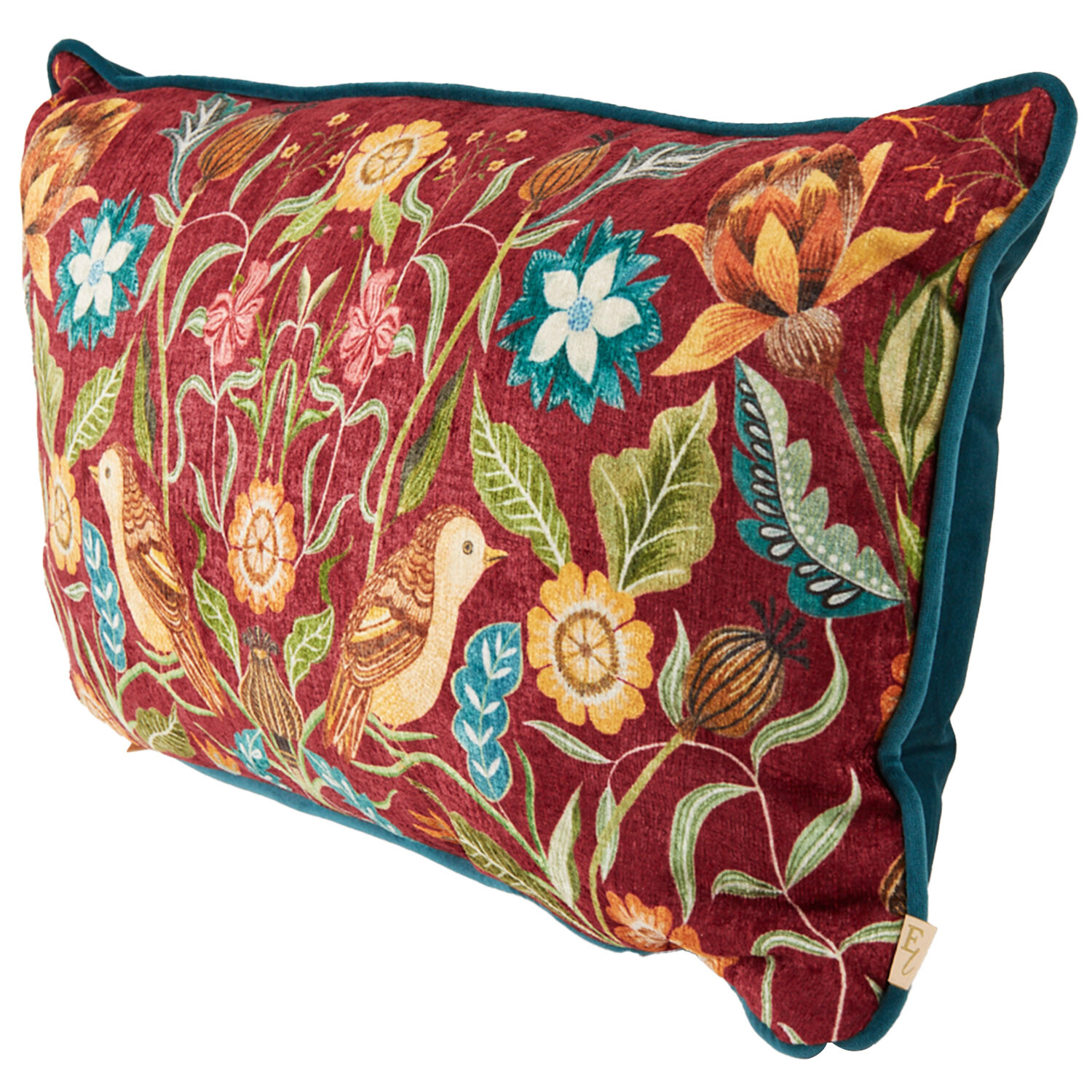 Hawthorne Birds Cushion Burgundy - Burgundy Image 3