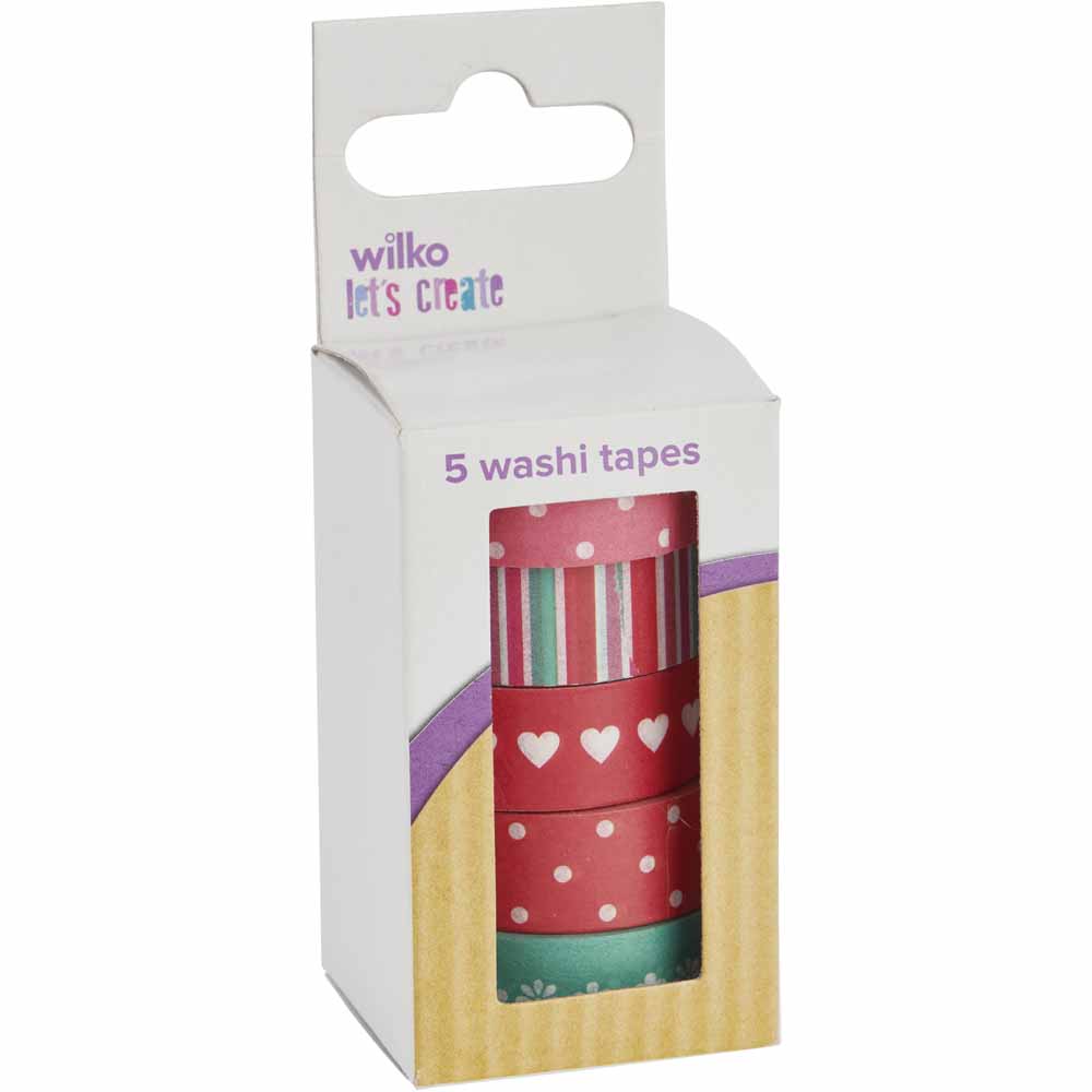 Wilko Patterned Washi Tape 5 pack Wilko