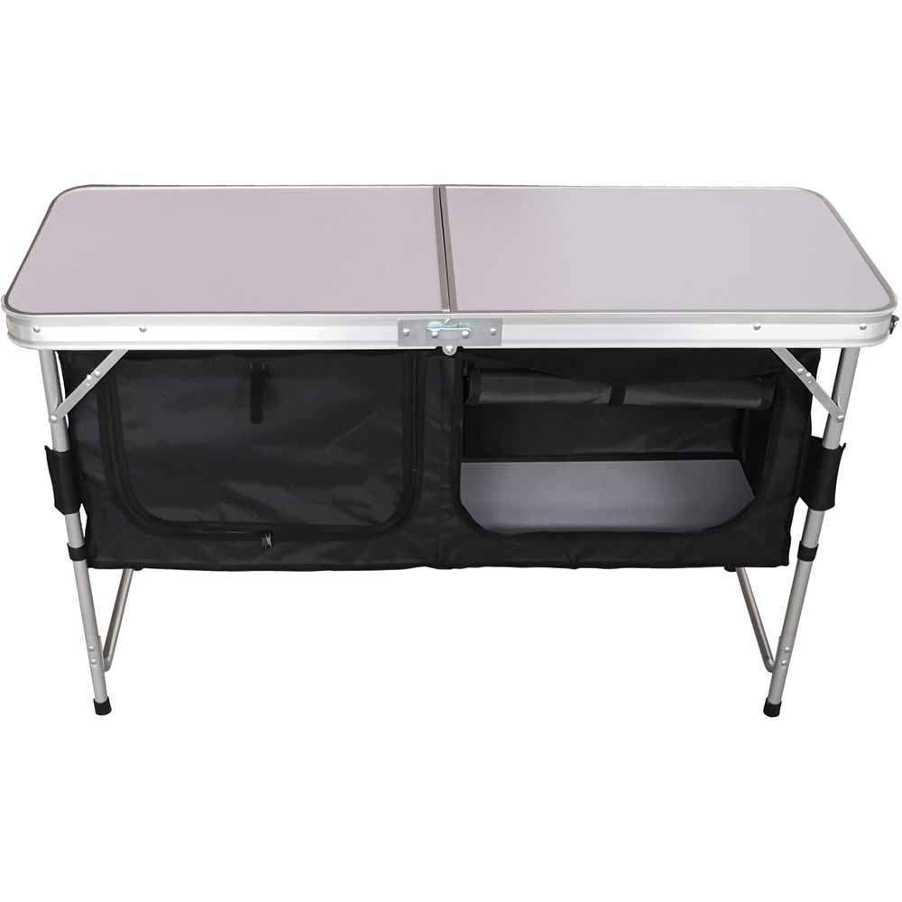 Charles Bentley Camping Table with Under Cupboard Storage Black Image 3