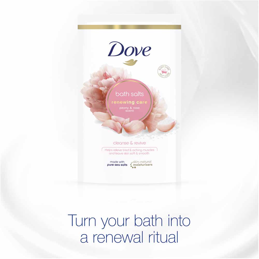 Dove Peony and Rose Renewing Care Bath Salts Case of 4 x 900g Image 5