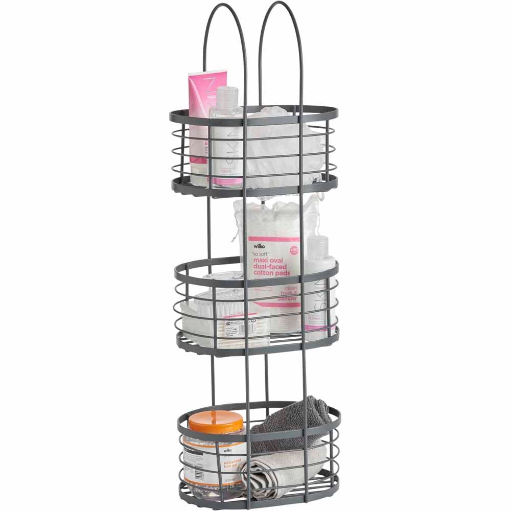 Wilko Grey 3 Tier Storage Basket Wilko