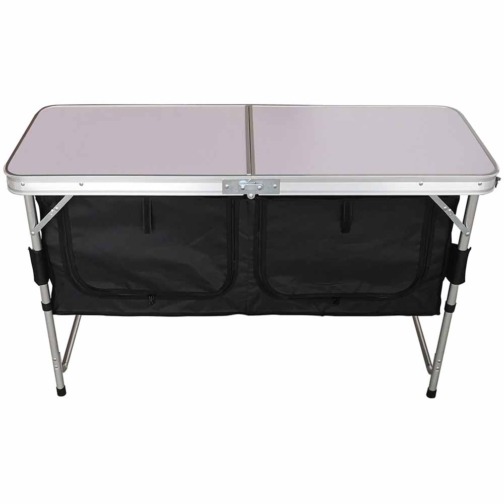 Charles Bentley Camping Table with Under Cupboard Storage Black Image 4