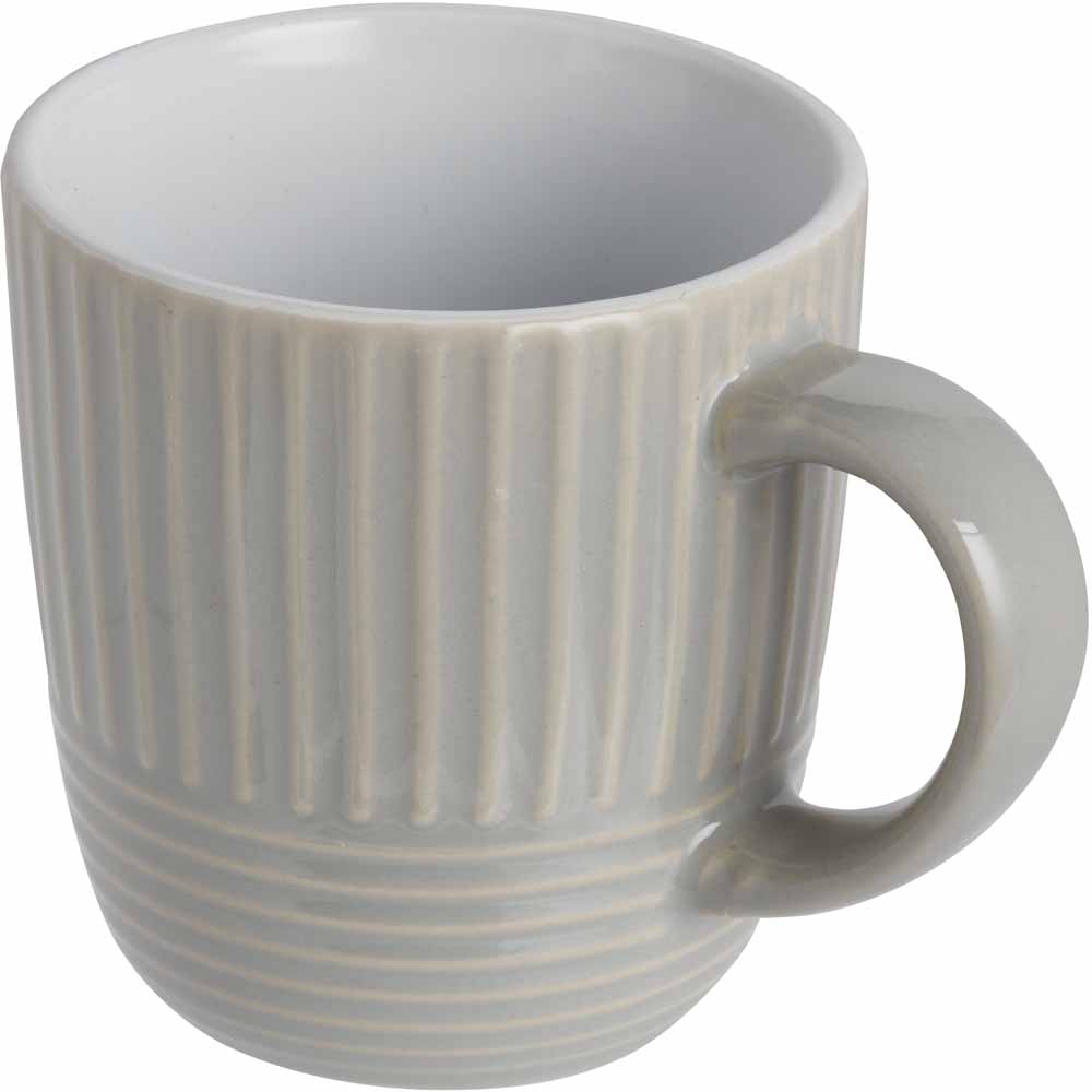 Wilko Light Grey Embossed Mug Image 2