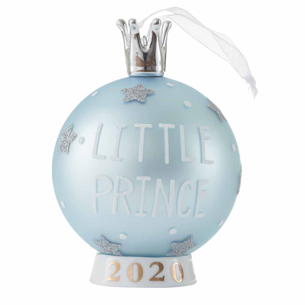 Wilko Cocktail Kisses 'Little Princes' Matt Blue Christmas Bauble Image 1
