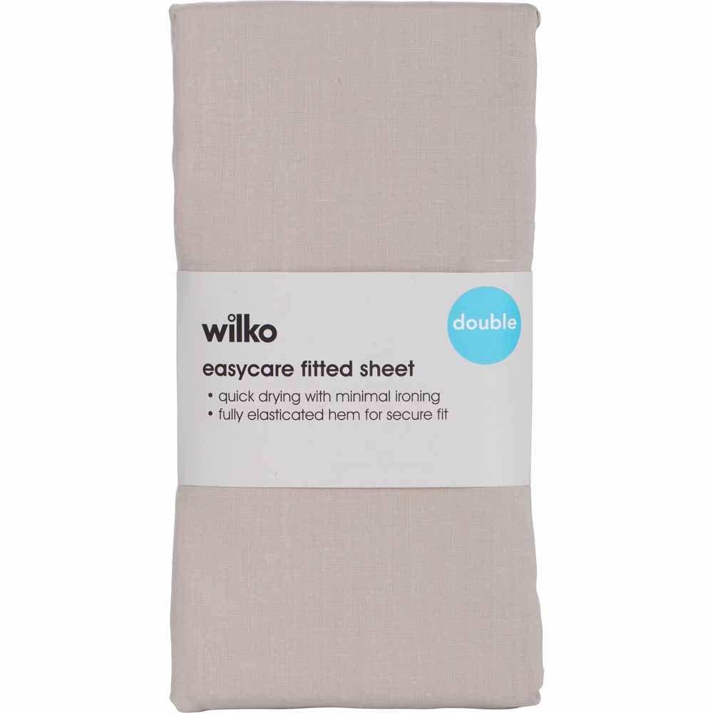 Wilko Easy Care Stone Double Fitted Sheet Image 2