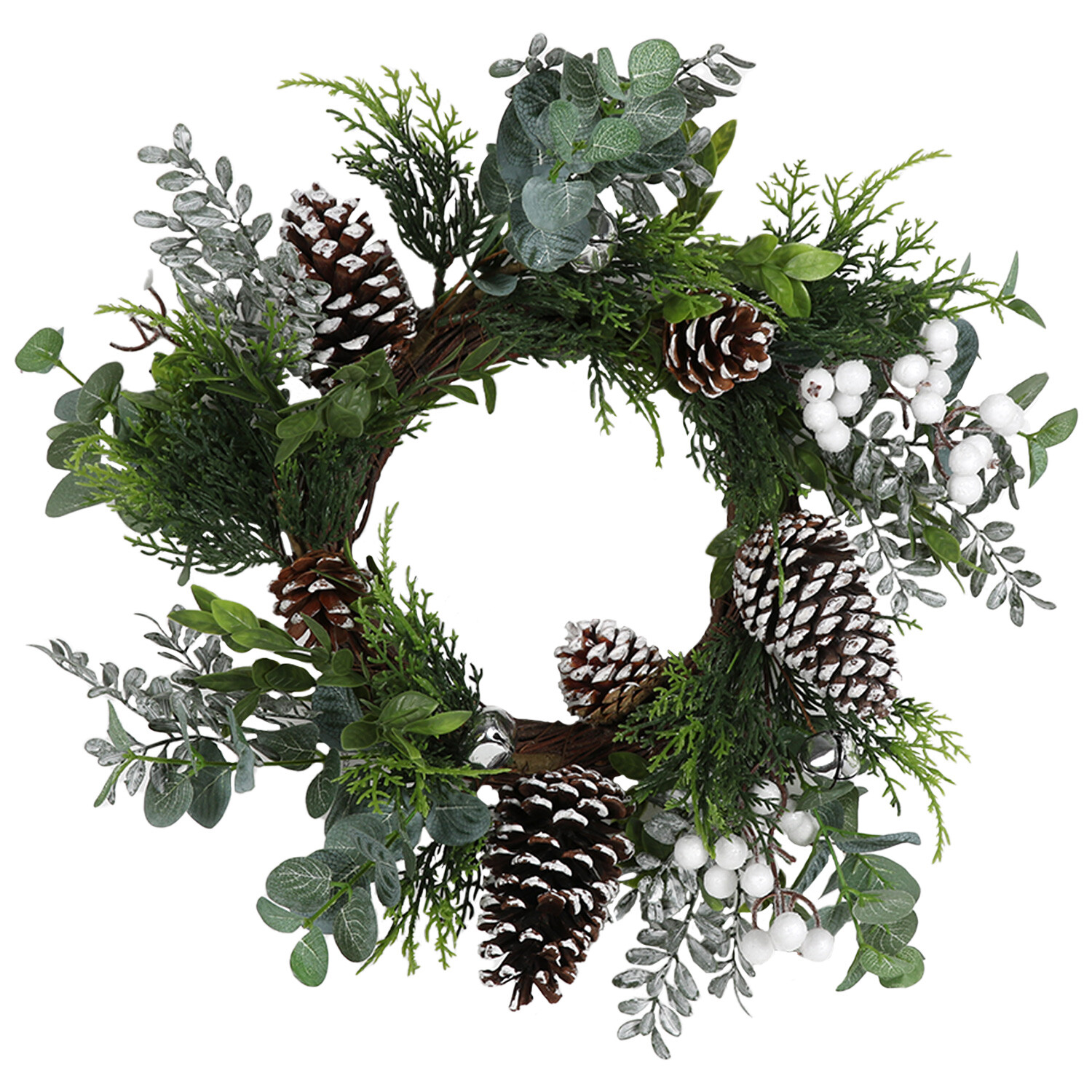 Christmas Wreath with Pinecone and White Berries Image