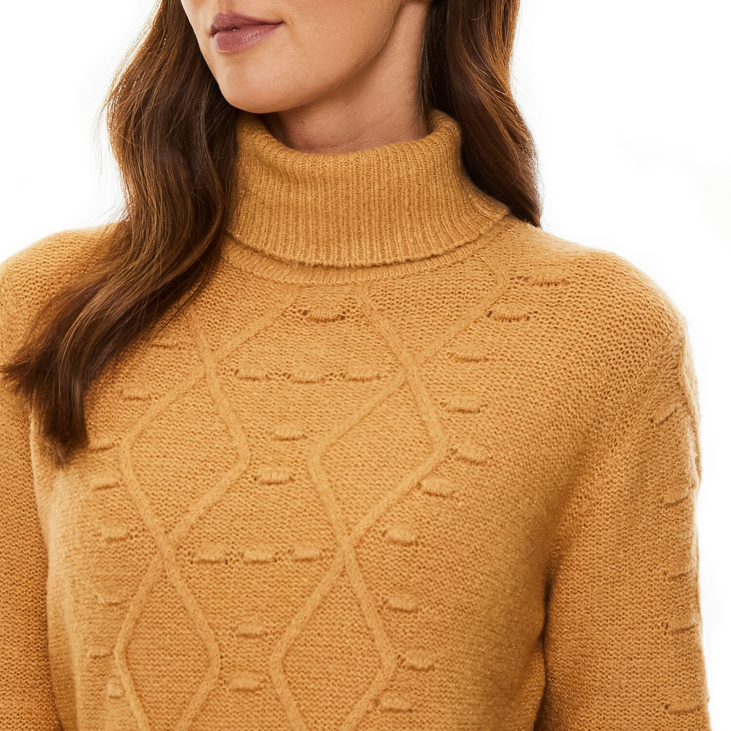 Ladies Knitted Roll Neck Jumper - Porcini / 12 Image 4