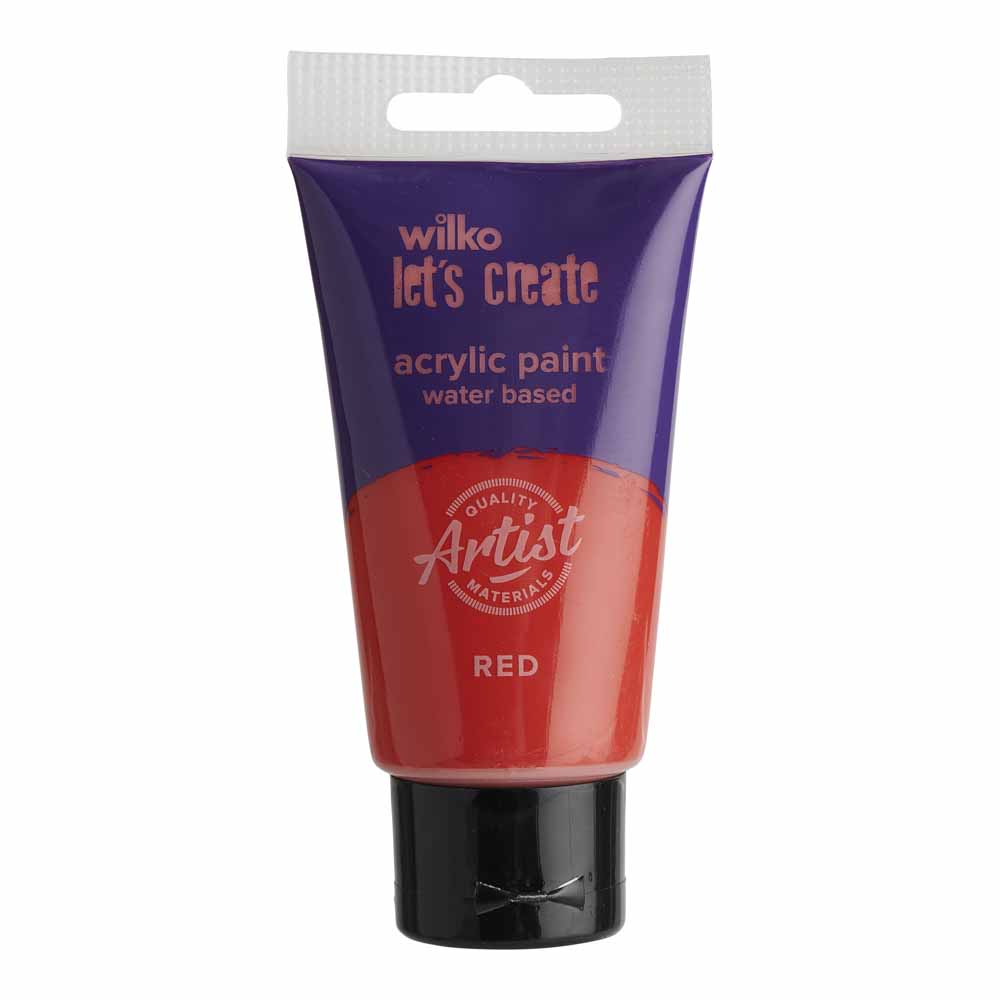 Wilko Acrylic Paint Medium Red 75ml Wilko