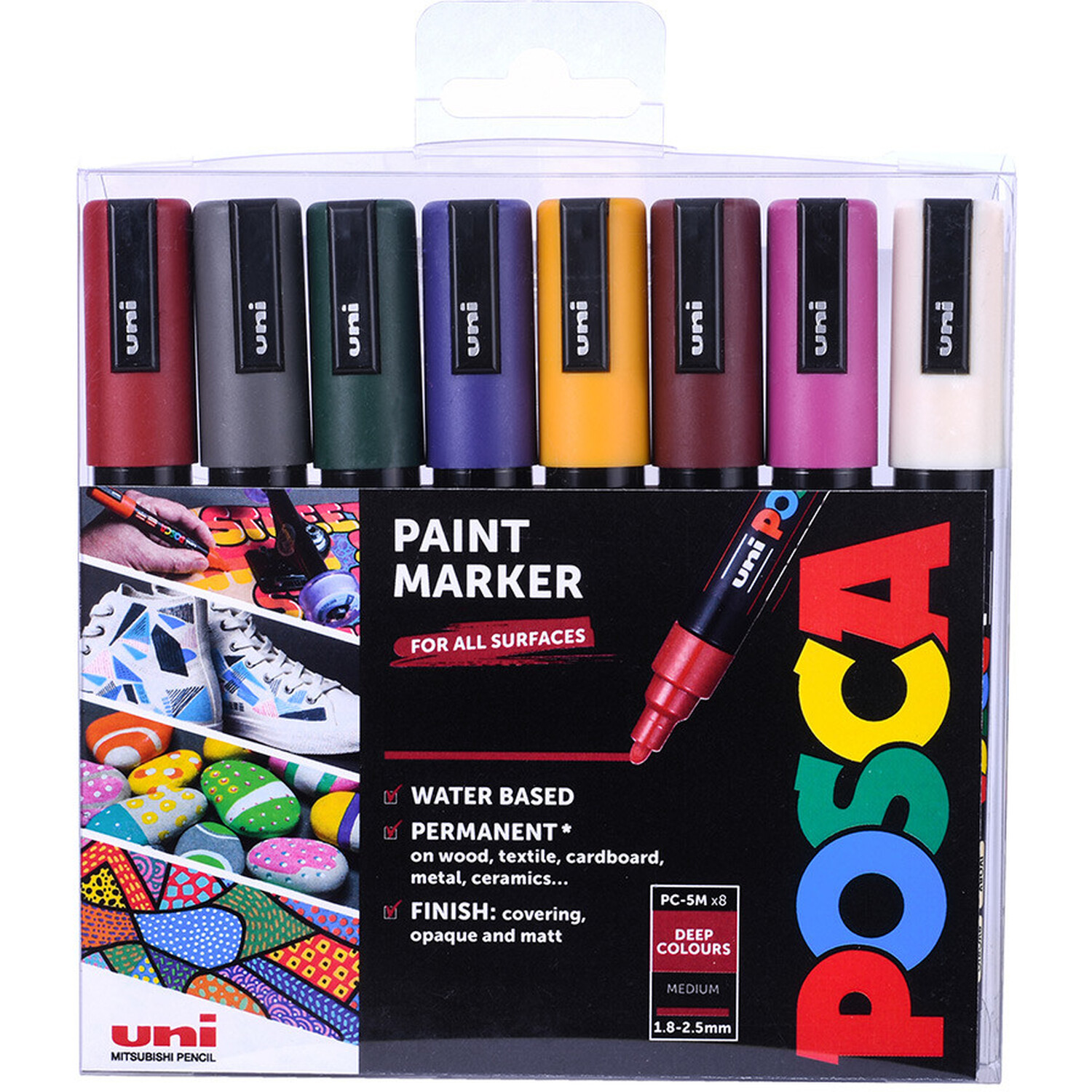 Uni Posca Deep Colours Paint Markers 8 Pack Image