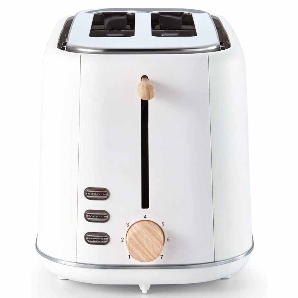 Tower Scandi 2-Slice Toaster 800W White/Wood Image 2
