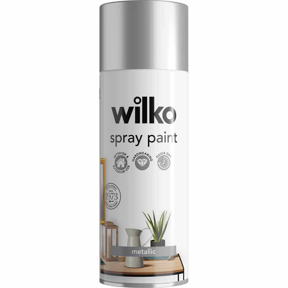 Wilko Enamel Spray Metallic Silver 400ml Image