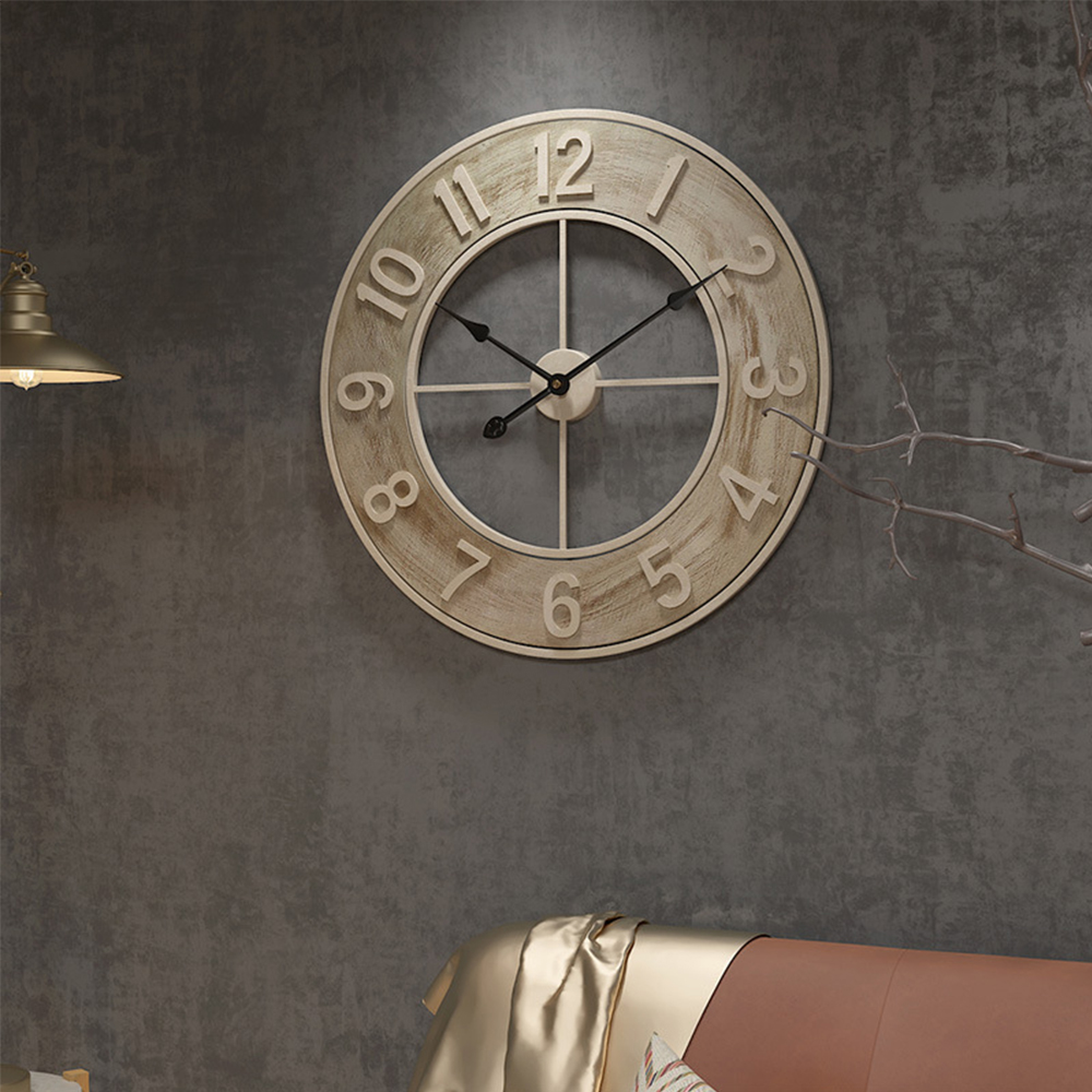 Living and Home Round Metal Wall Clock Image 3