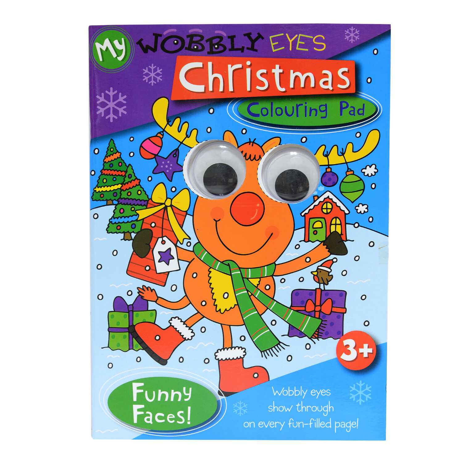 Wobbly Eyes Christmas Colouring Book Image