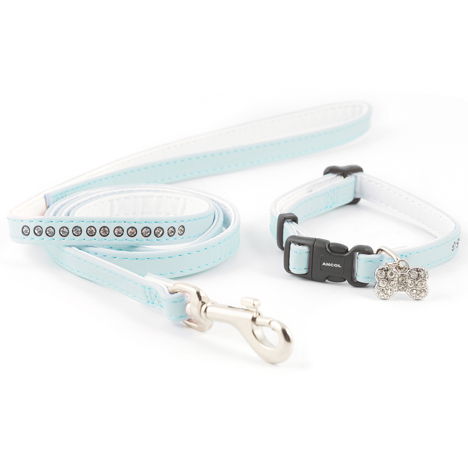 Ancol Small Bite Jewel Collar and Lead Set - Teal Image